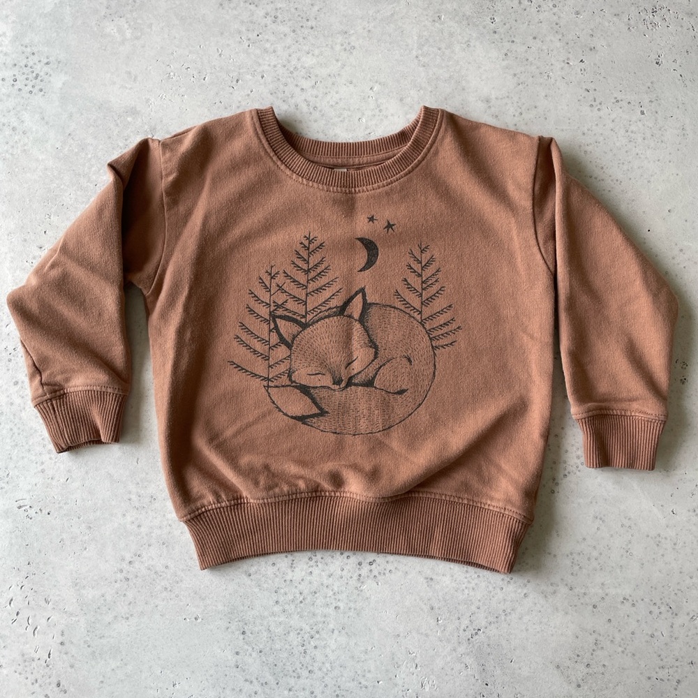 Rylee + Cru Sweatshirt Sleeping Fox on Cinnamon size 18-24 mos